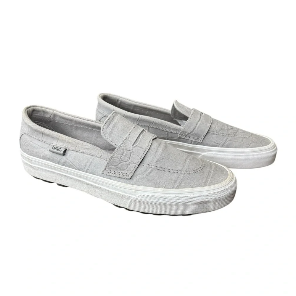 👟 Vans Embossed Grey Suede Slip-On‎ Shoes Men’s 11 🐊✨